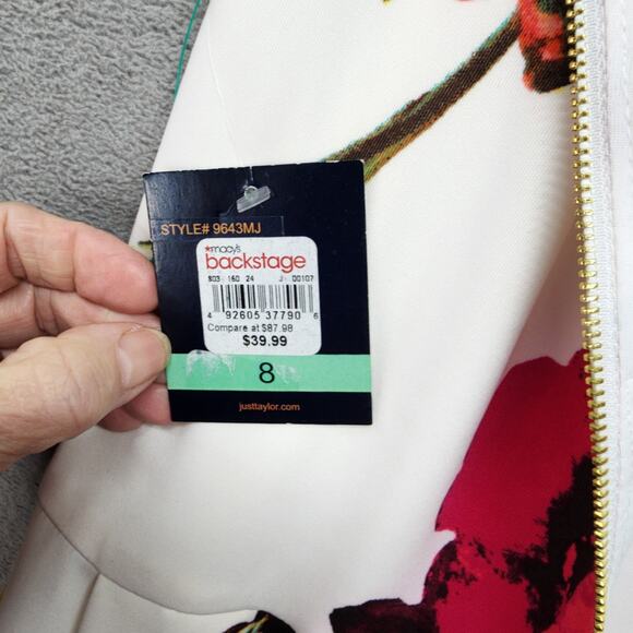 Just Taylor Floral Dress Women 8 NWT Pleated Pockets Gold Zipper Party Flawed - Picture 8 of 14